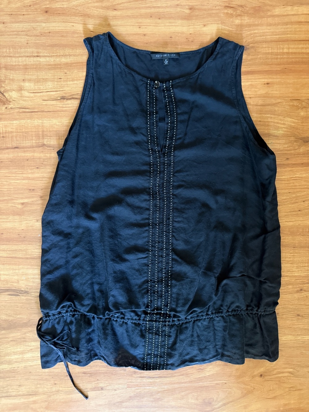 David Meister Black Sleeveless Drawstring Tank Top